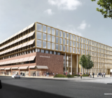 Arkitektskiss över Uppsala stadshus nya utseende. Illustration: Henning Larsen Architects.